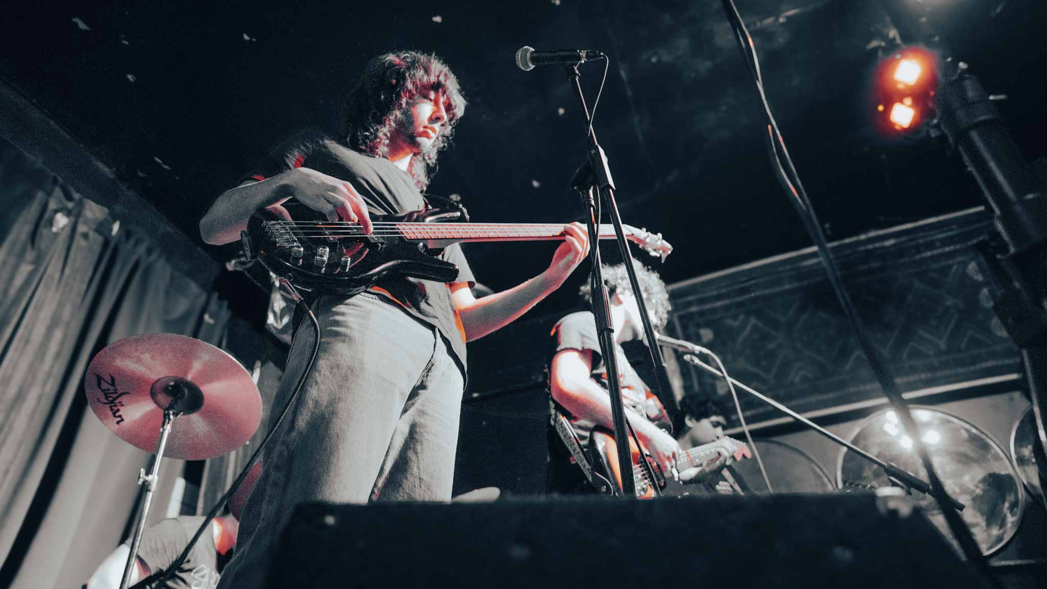 Hollowsound performing onstage, photographed from below